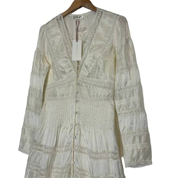 LoveShackFancy Ellitia Maxi Dress Victorian Lace Button Front Ivory NWT Size 4 - Picture 11 of 15